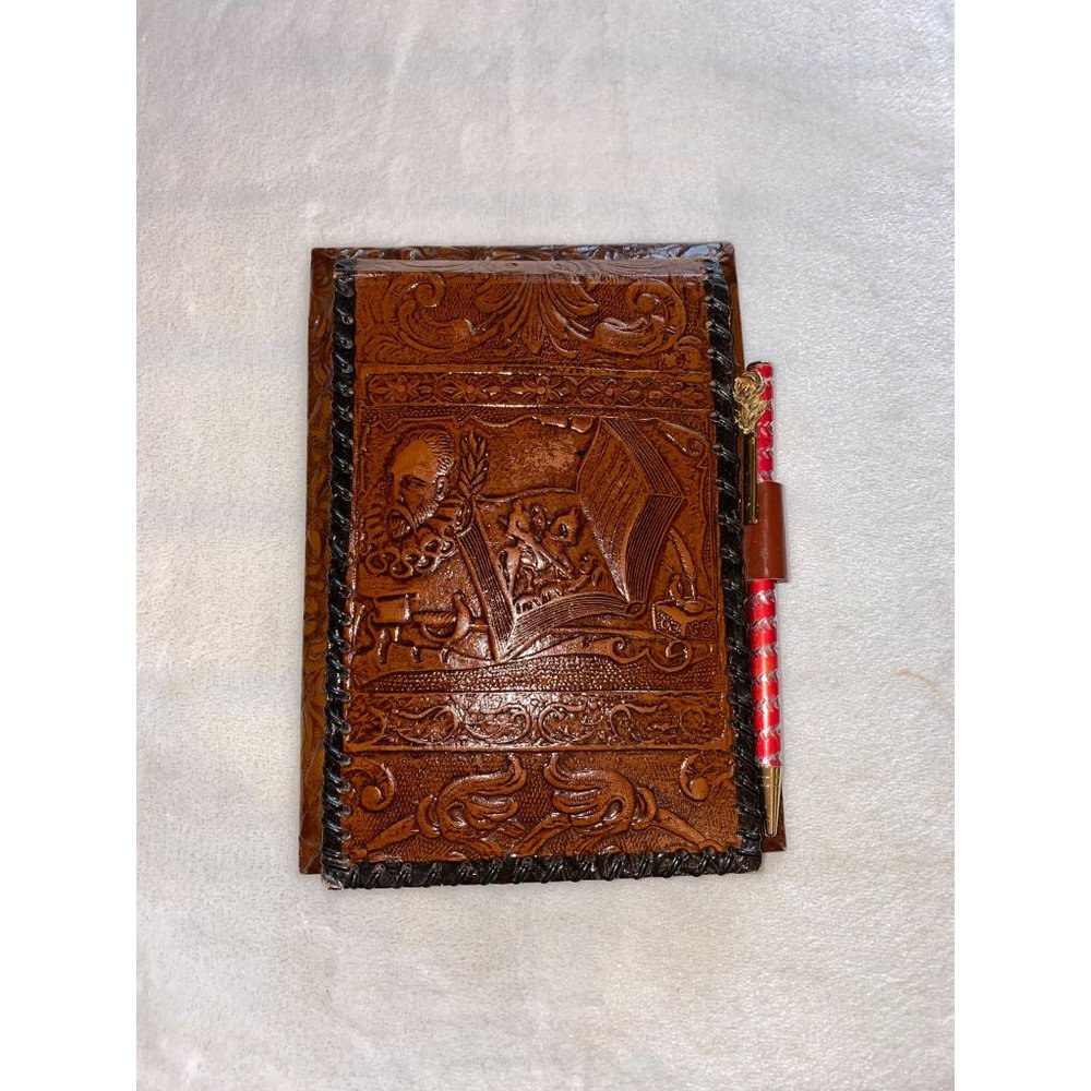 Vintage Notepad Holder Leather Jacket Notebook  Flamenco Spanish Folk Art